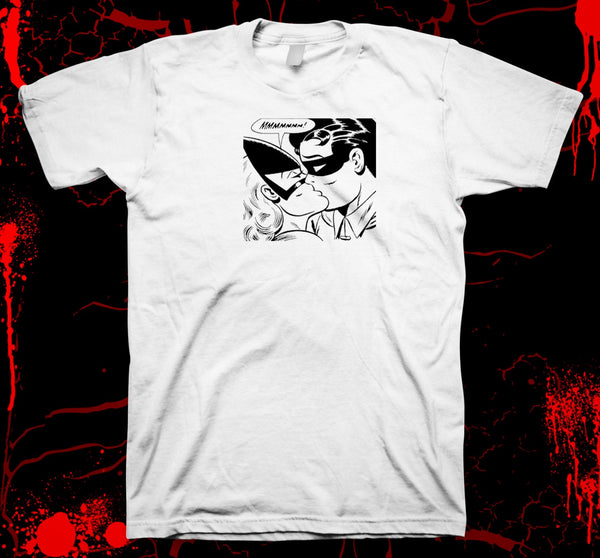 Batgirl & Robin Kissing - Pre-shrunk, hand screened 100% cotton t-shirt