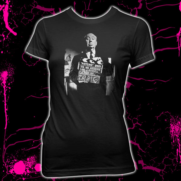 Alfred Hitchcock - Psycho Movie Clapboard - Women's Pre-shrunk, hand screened 100% cotton t-shirt