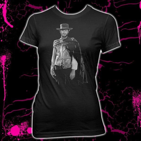 Clint Eastwood - The Man with No Name - Women's Hand Screened, Pre-Shrunk, 100% Cotton T-Shirt